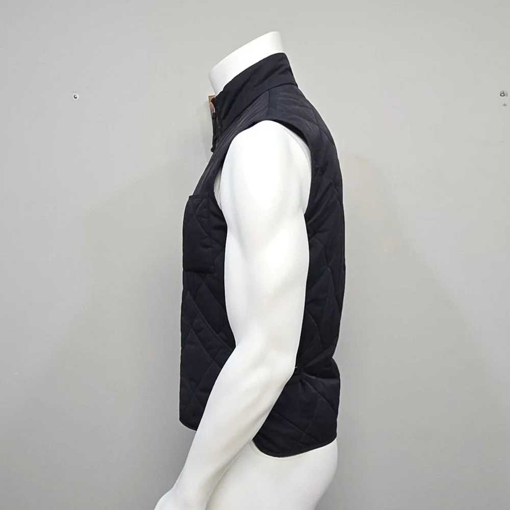 J.Crew Quilted Vest Men's Small Thermore Navy Military Utility Preppy Full Zip